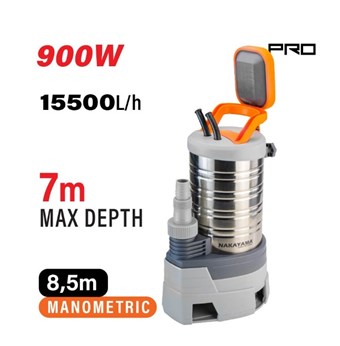 NAKAYAMA - NP1100 ΥΠΟΒΡΥΧΙΑ ΑΝΤΛΙΑ ΑΚΑΘΑΡΤΩΝ ΥΔΑΤΩΝ INOX 900W