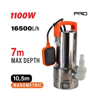 NAKAYAMA - NP1060 ΥΠΟΒΡΥΧΙΑ ΑΝΤΛΙΑ ΑΚΑΘΑΡΤΩΝ ΥΔΑΤΩΝ INOX, 1100W