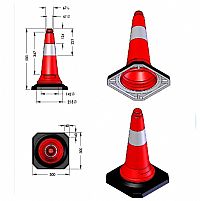 DOORADO - ΚΩΝΟΣ ΣΗΜΑΝΣΗΣ ΠΛΑΣΤΙΚΟΣ 50cm ΜΕ ΒΑΡΙΑ ΛΑΣΤΙΧΕΝΙΑ ΒΑΣΗ (PARK-DH-PE-1)