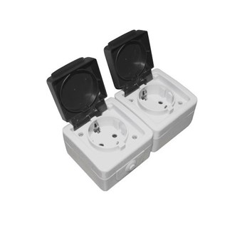 ΠΡΙΖΑ ADELEQ ΔΙΠΛΗ ΕΞΩΤΕΡΙΚΗ ΣΤΕΓΑΝΗ IP44 16A ΓΚΡΙ (13-16501223)