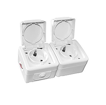 ΠΡΙΖΑ ΔΙΠΛΗ ADELEQ ΕΞΩΤΕΡΙΚΗ ΣΤΕΓΑΝΗ IP44 16A ΛΕΥΚΗ (13-26501223)