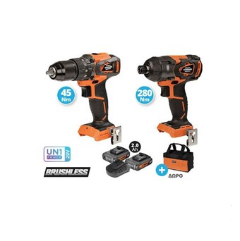 KRAUSMANN - US100-22SB ΣΕΤ ΔΡΑΠΑΝΟΚΑΤΣΑΒΙΔΟ ΚΡΟΥΣΤΙΚΟ + ΚΑΤΣΑΒΙΔΙ ΠΑΛΜΙΚΟ + 2 ΜΠΑΤΑΡΙΕΣ 2.0Ah + ΤΑΧΥΦΟΡΤΙΣΤΗΣ + ΤΣΑΝΤΑ (68839)