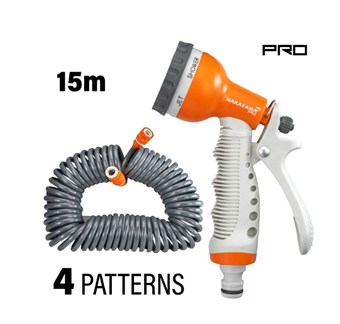 NAKAYAMA - GH9244 ΣΕΤ ΛΑΣΤΙΧΟ ΣΠΙΡΑΛ 15m ΜΕ ΠΙΣΤΟΛΙ ΠΟΤΙΣΜΑΤΟΣ