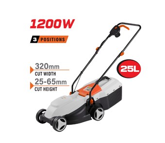 NAKAYAMA - EM3220 ΧΛΟΟΚΟΠΤΙΚΗ ΗΛΕΚΤΡΙΚΗ 1200W ΚΟΠΗ 32cm ΚΑΔΟΣ 25L ΡΥΘΜΙΣΗ 3 ΘΕΣΕΩΝ (25/45/65mm) ΤΡΟΧΟΙ 140/140mm (066361)